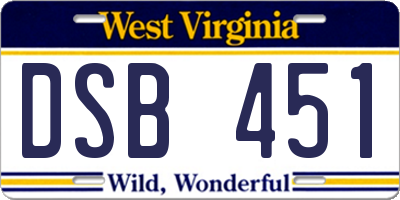 WV license plate DSB451