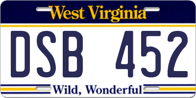 WV license plate DSB452