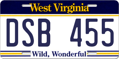 WV license plate DSB455