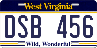WV license plate DSB456