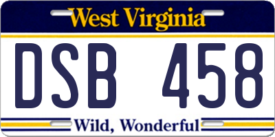 WV license plate DSB458