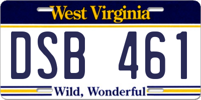 WV license plate DSB461
