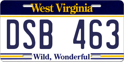 WV license plate DSB463