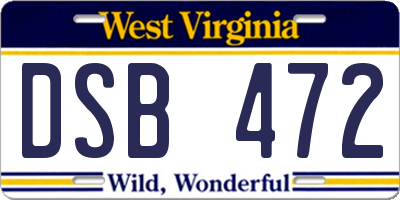 WV license plate DSB472