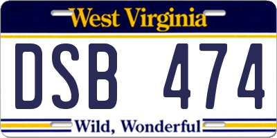 WV license plate DSB474