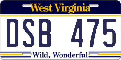 WV license plate DSB475