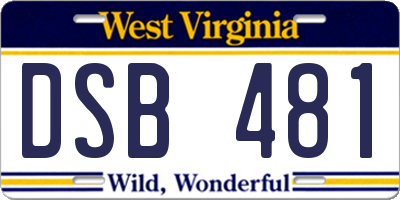 WV license plate DSB481