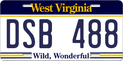 WV license plate DSB488