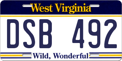 WV license plate DSB492