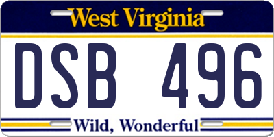 WV license plate DSB496