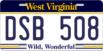 WV license plate DSB508