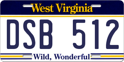 WV license plate DSB512