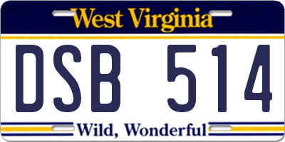 WV license plate DSB514