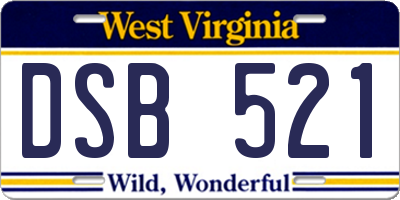 WV license plate DSB521