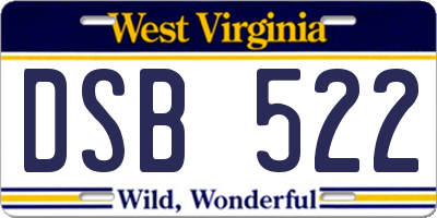 WV license plate DSB522