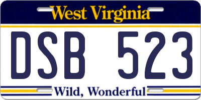 WV license plate DSB523