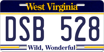WV license plate DSB528