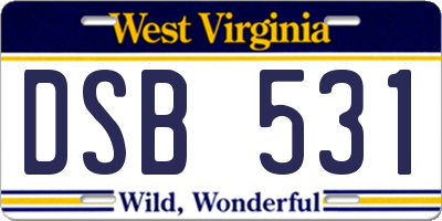 WV license plate DSB531