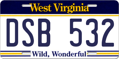 WV license plate DSB532