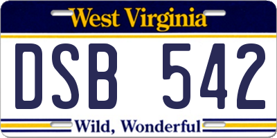 WV license plate DSB542