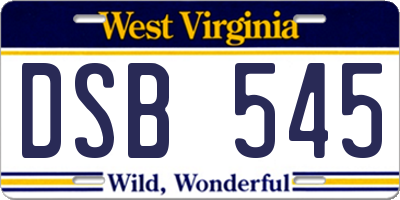 WV license plate DSB545