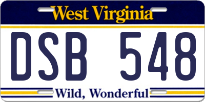 WV license plate DSB548