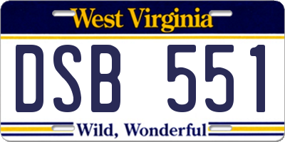 WV license plate DSB551