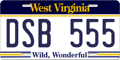 WV license plate DSB555