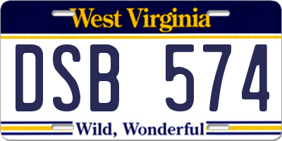 WV license plate DSB574