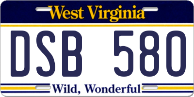 WV license plate DSB580