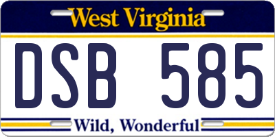 WV license plate DSB585