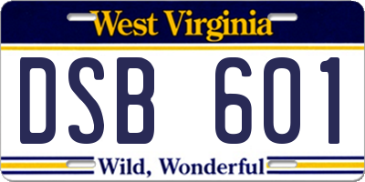 WV license plate DSB601