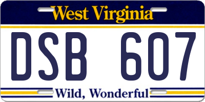 WV license plate DSB607
