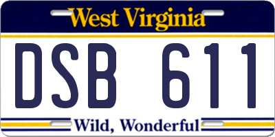 WV license plate DSB611