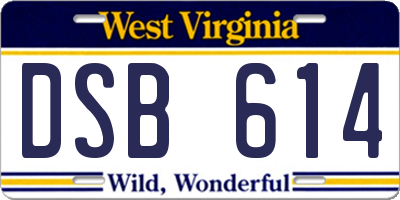 WV license plate DSB614