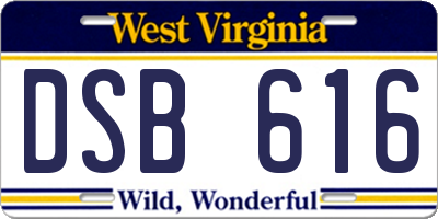 WV license plate DSB616