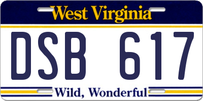 WV license plate DSB617