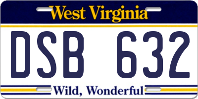 WV license plate DSB632