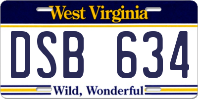 WV license plate DSB634