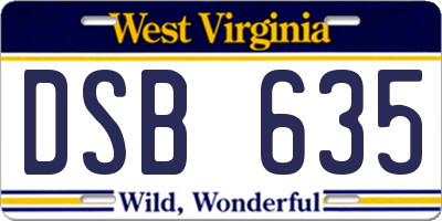 WV license plate DSB635