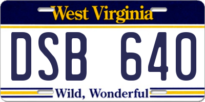 WV license plate DSB640