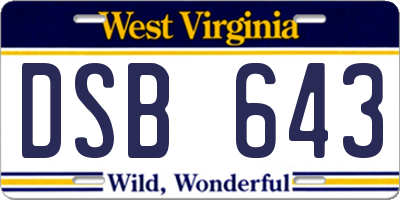 WV license plate DSB643
