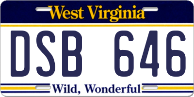 WV license plate DSB646