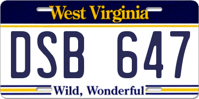 WV license plate DSB647