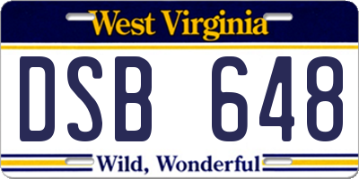 WV license plate DSB648
