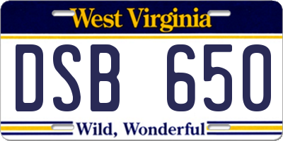 WV license plate DSB650