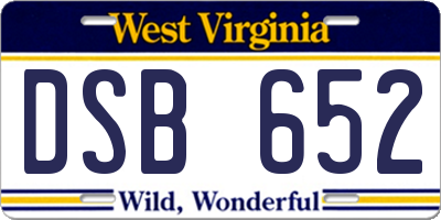 WV license plate DSB652