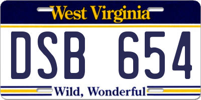 WV license plate DSB654