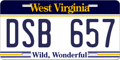 WV license plate DSB657