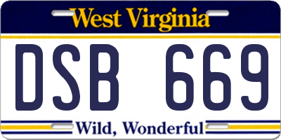 WV license plate DSB669